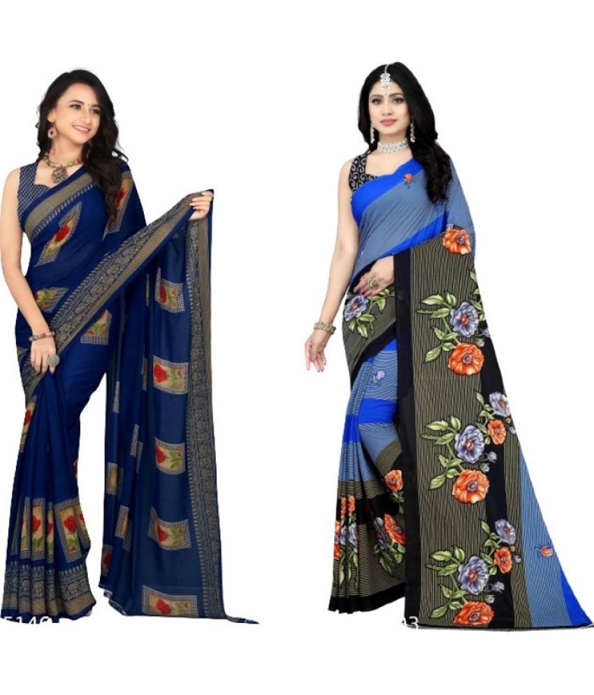     			Vibhagyaa Georgette Printed Saree With Blouse Piece ( Multicolor , Pack of 2 )