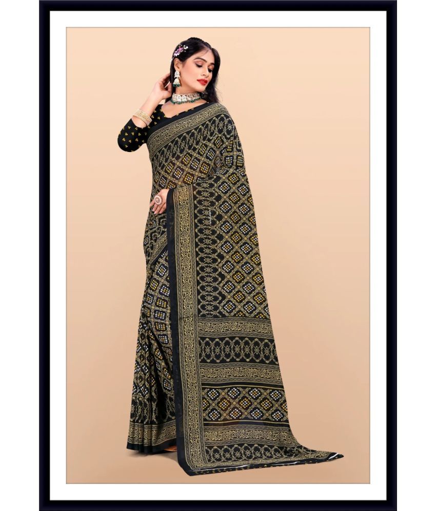     			Vibhagyaa Georgette Printed Saree With Blouse Piece ( Black , Pack of 1 )