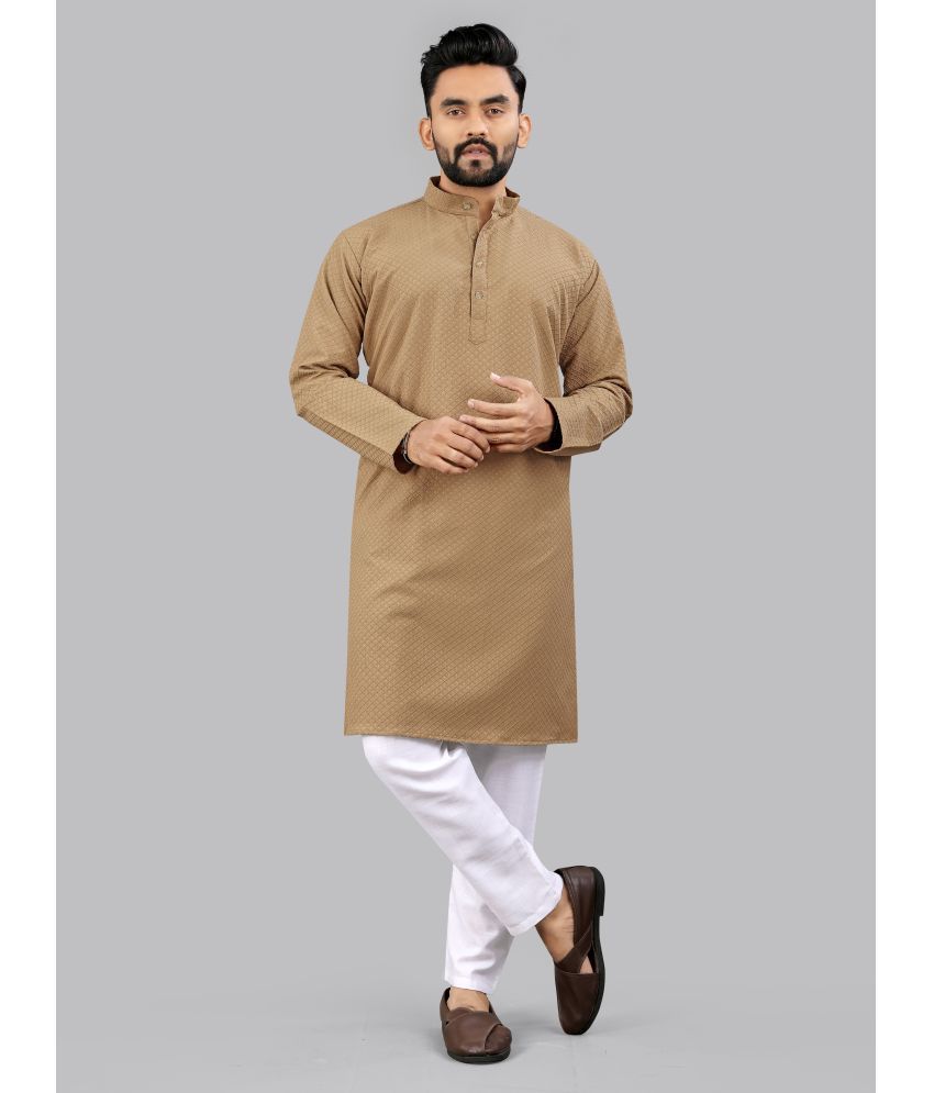     			allan peter Beige Cotton Blend Men's Regular Kurta ( Pack of 1 )