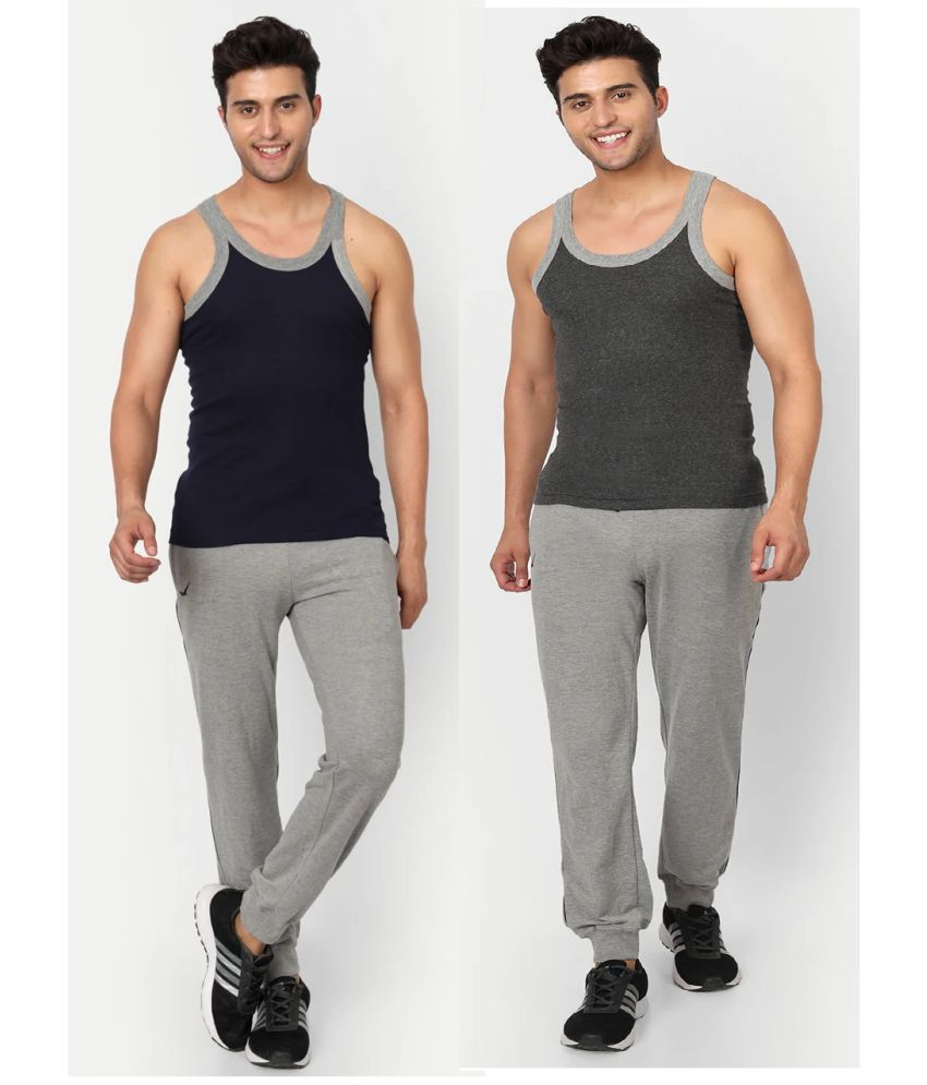     			D1 DIFFERENT ONE Pack of 2 Cotton Gym Vest For Men ( Multicolor )