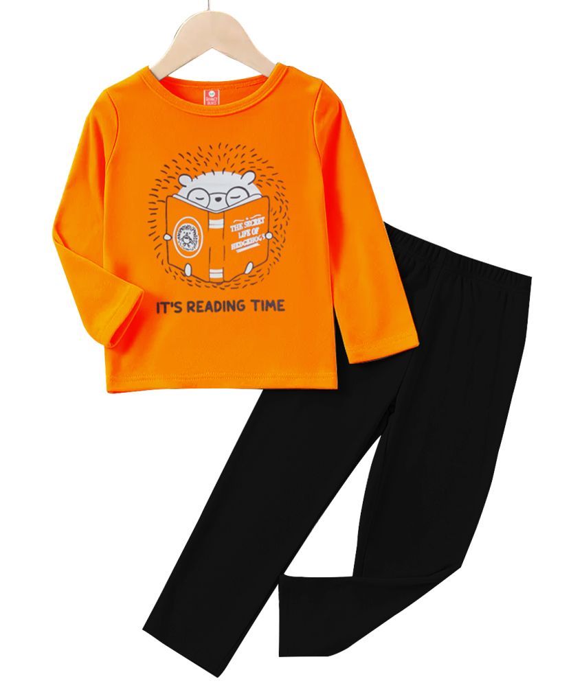     			Detees Pack of 1 Boys Cotton T-Shirts & Pants Set ( Orange )