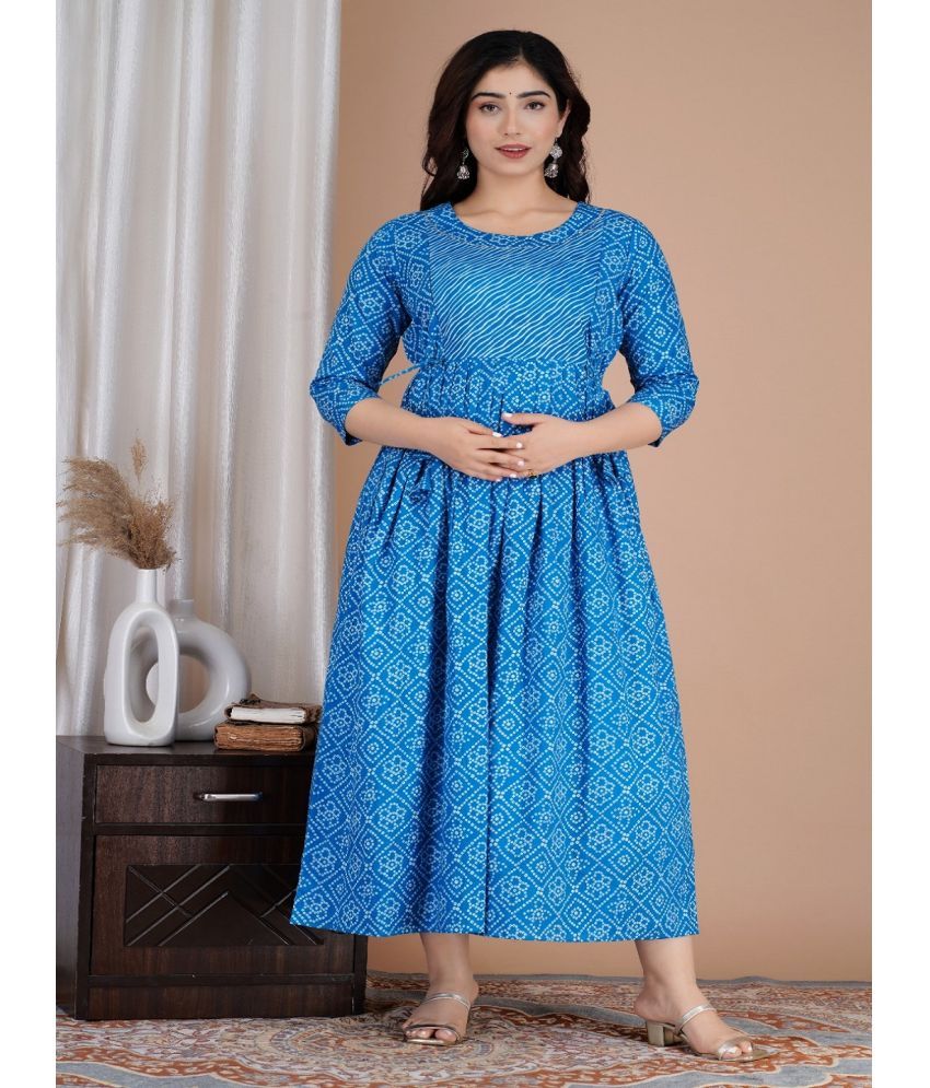     			Nevisha Style Blue Cotton Maternity Kurta Single