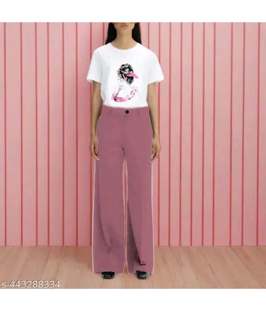     			Royals Iceburg Pink Solid Pant Top Set