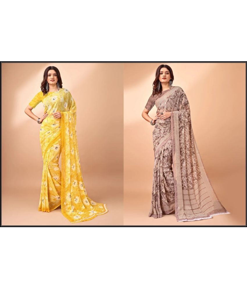     			Vibhagyaa Chiffon Printed Saree With Blouse Piece ( Multicolor , Pack of 1 )