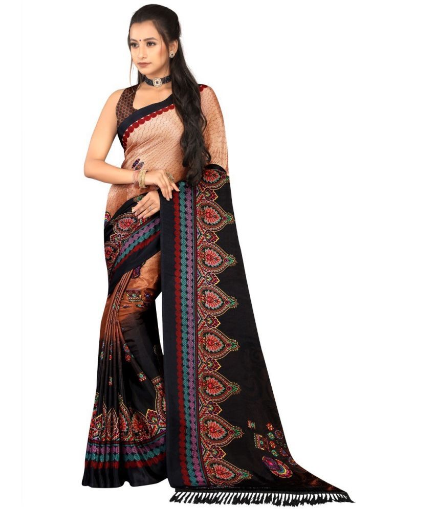     			Vibhagyaa Crepe Embroidered Saree With Blouse Piece ( Multicolor , Pack of 1 )