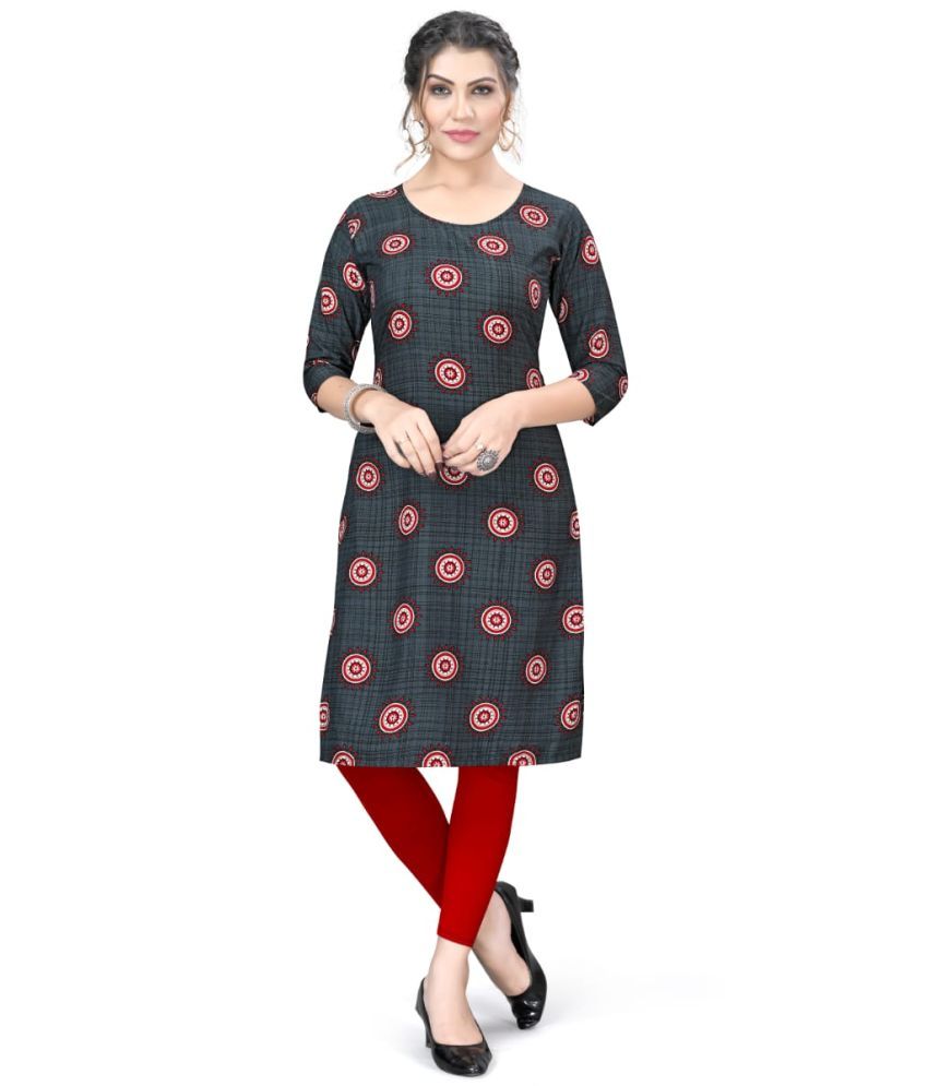     			AK FASHION MALL Pack of 1 Crepe Printed Straight Women's Kurti - ( Multicolor )