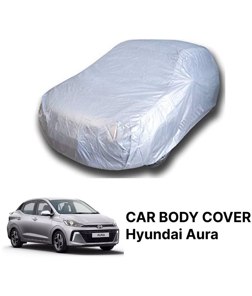     			AKSMIT Car Body Cover for Hyundai All Car Models Without Mirror Pocket ( Pack of 1 ) , Silver