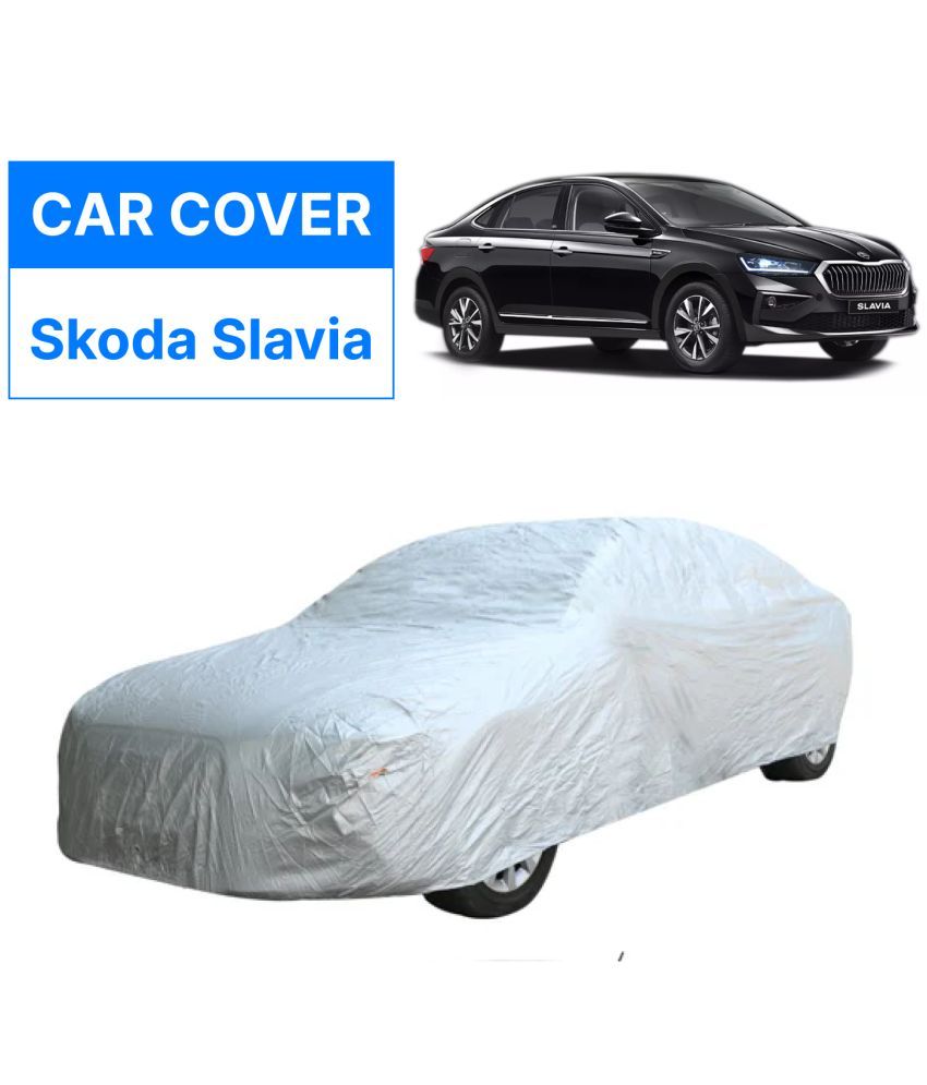     			AKSMIT Car Body Cover for Skoda All Car Models Without Mirror Pocket ( Pack of 1 ) , Silver