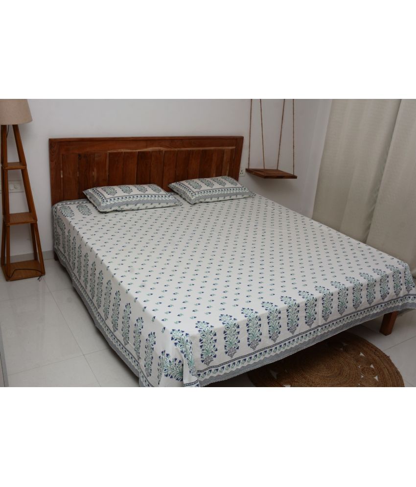     			Dreamsheet Cotton 1 Double King Bedsheet with 2 Pillow Covers ( Blue )