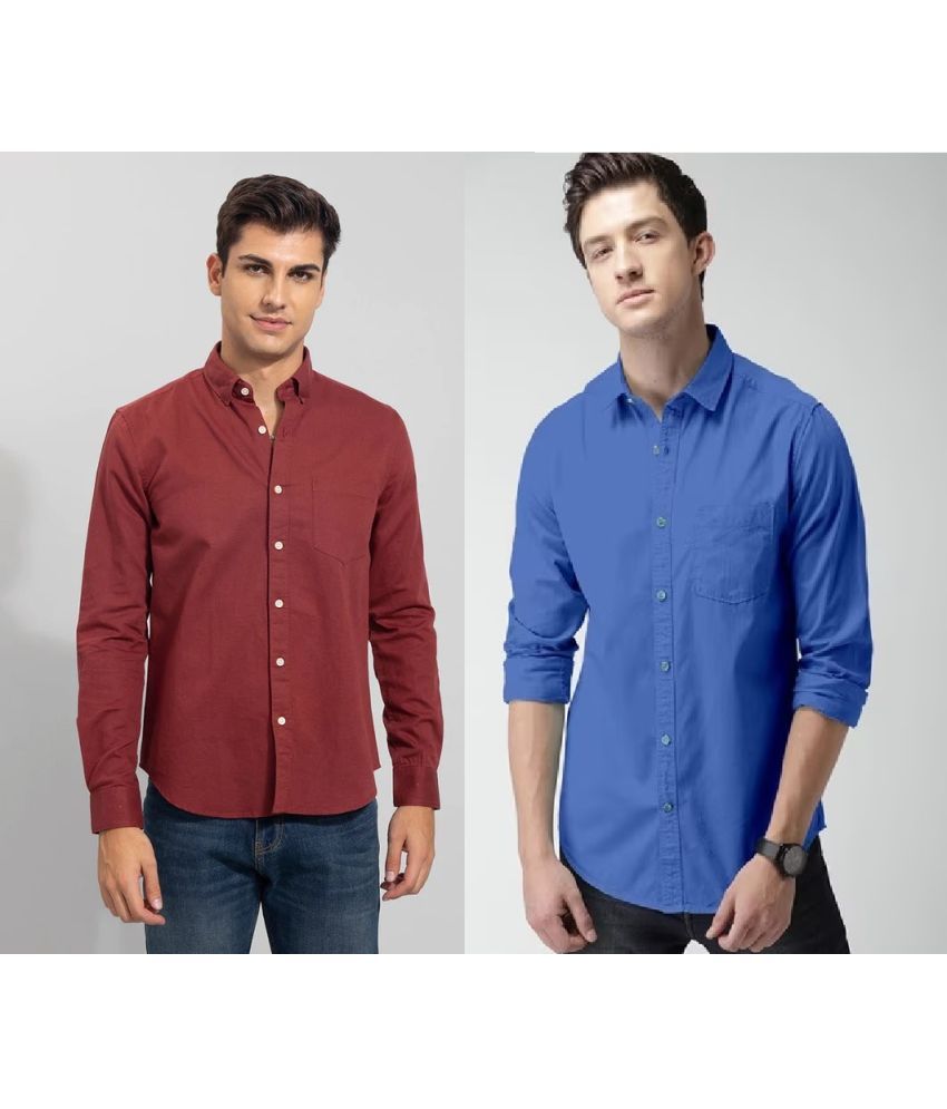     			INDICUL Poly Cotton Regular Fit Solids Full Sleeves Men's Casual Shirt - Multi ( Pack of 2 )