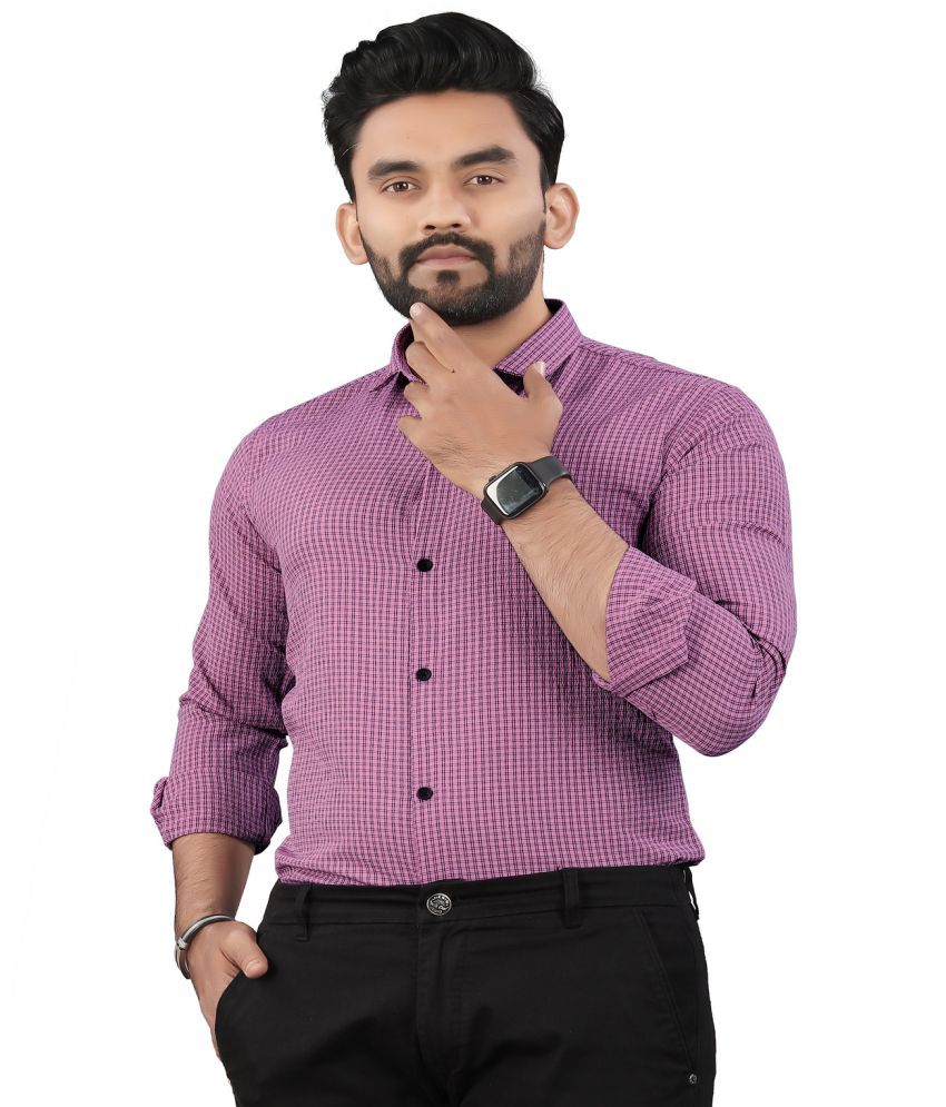     			JEEVAAN - THE PERFECT FASHION Cotton Blend Regular Fit Checks Full Sleeves Men's Casual Shirt - Pink ( Pack of 1 )