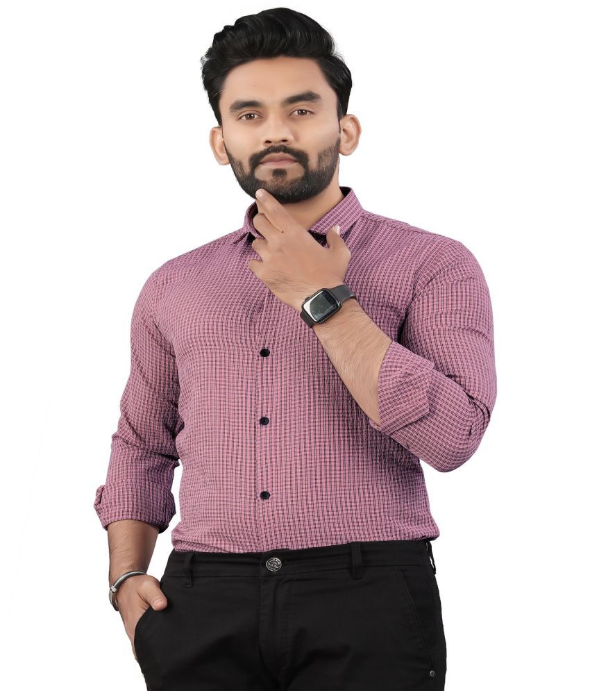     			JEEVAAN - THE PERFECT FASHION Cotton Blend Regular Fit Checks Full Sleeves Men's Casual Shirt - Pink ( Pack of 1 )