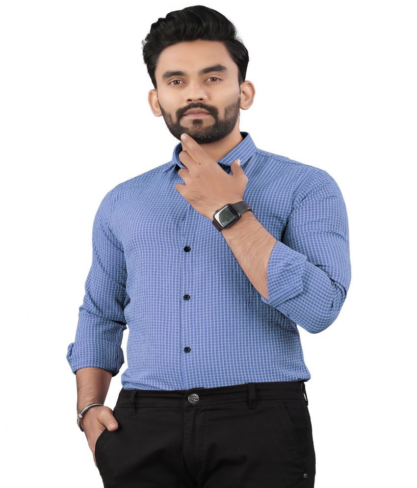     			JEEVAAN - THE PERFECT FASHION Cotton Blend Regular Fit Checks Full Sleeves Men's Casual Shirt - Aqua Blue ( Pack of 1 )