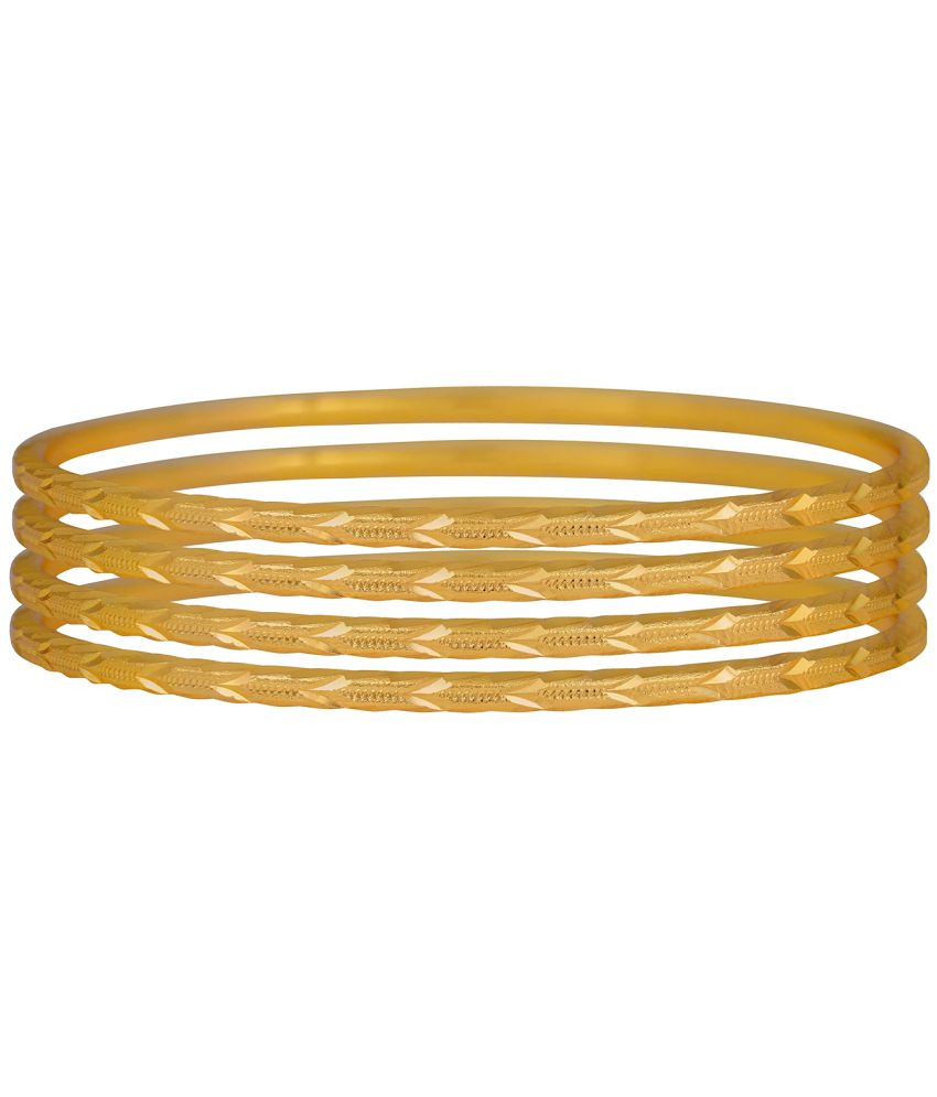     			JFL - Jewellery For Less Gold Bangle Set ( Pack of 4 )