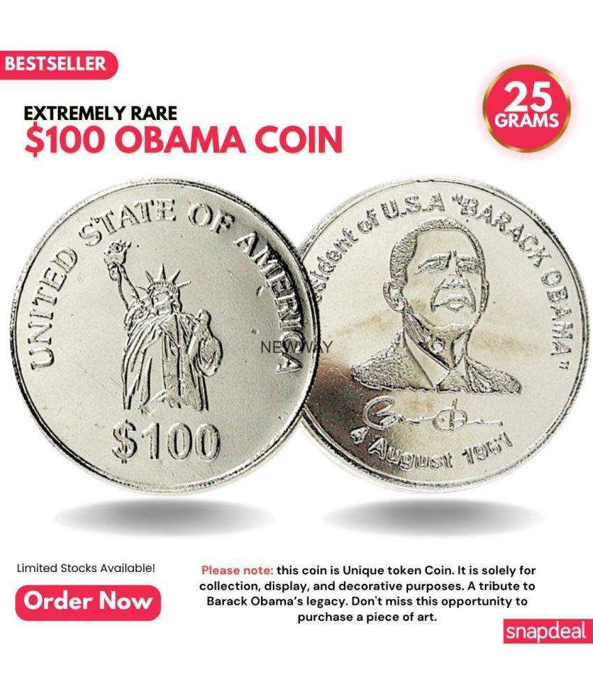     			Most Demanded 100 Dollars, President of U.S.A Barack Obama - Rare Silver-plated Heavy Coin