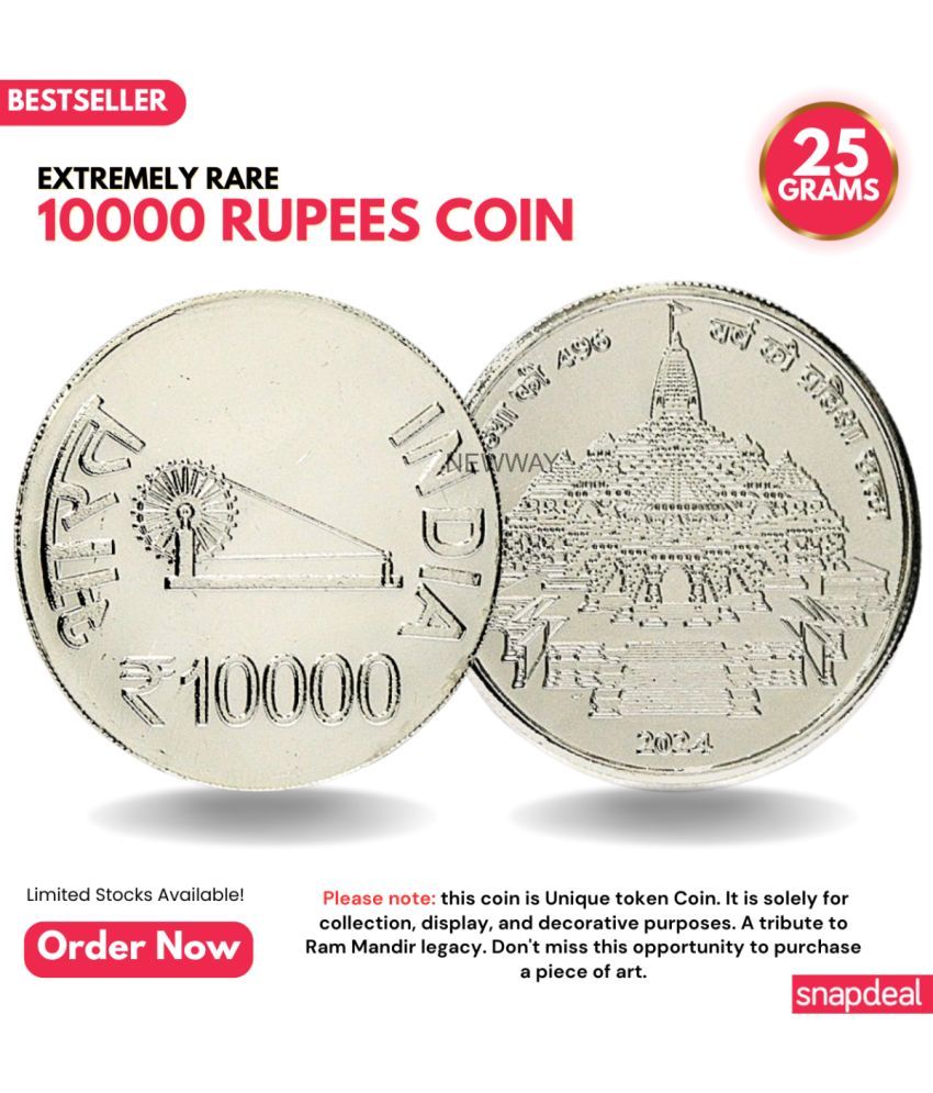     			Most Demanded 10000 Rupees, Ram Mandir Rare Silver-plated Heavy 25 Grams Coin