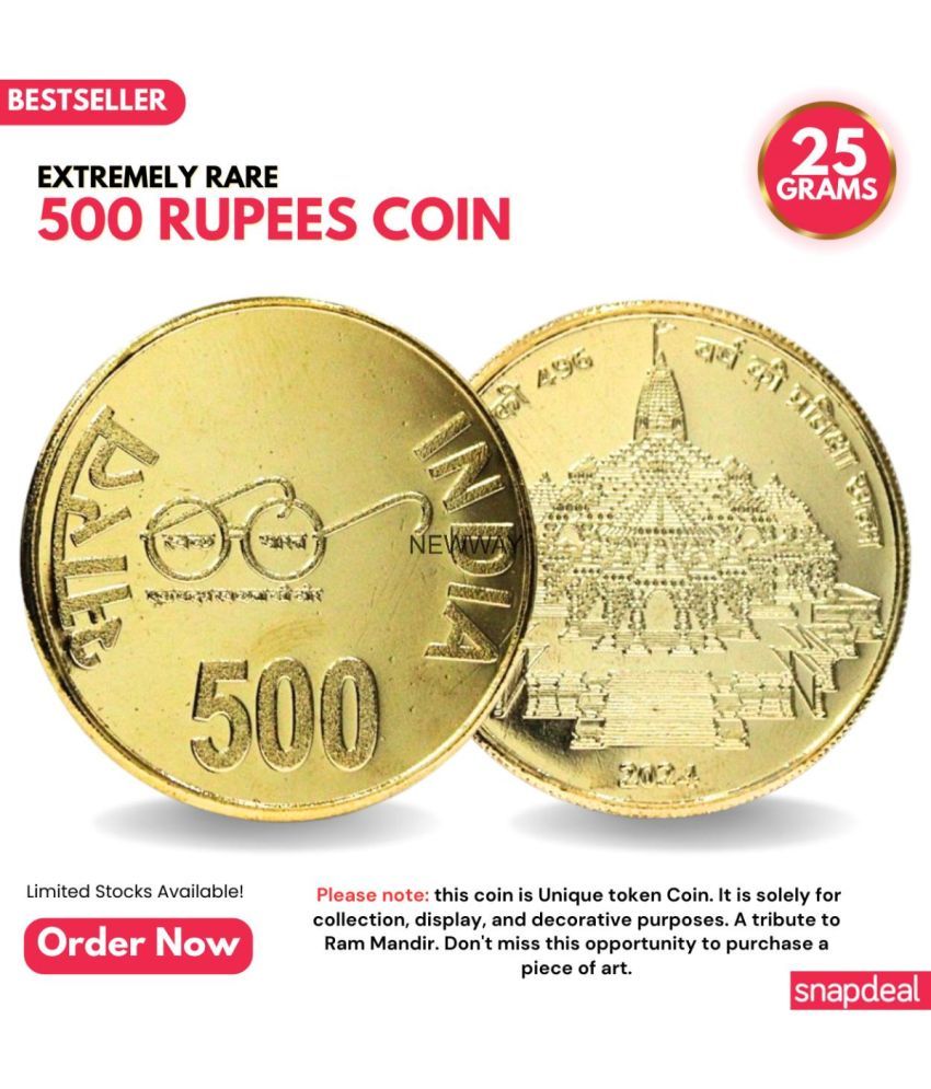     			Most Demanded 500 Rupees, Ram Mandir Rare Gold-plated Heavy Coin