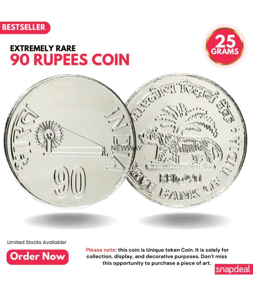     			Most Demanded 90 Rupees, Tiger - Reserve Bank of India Rare Silver-plated Heavy Coin