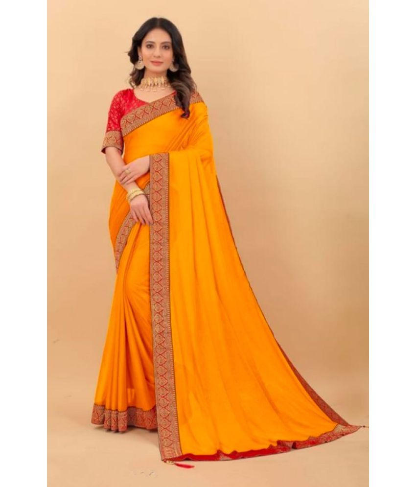     			SHANTABA EXPORT Georgette Solid Saree With Blouse Piece ( Yellow , Pack of 1 )