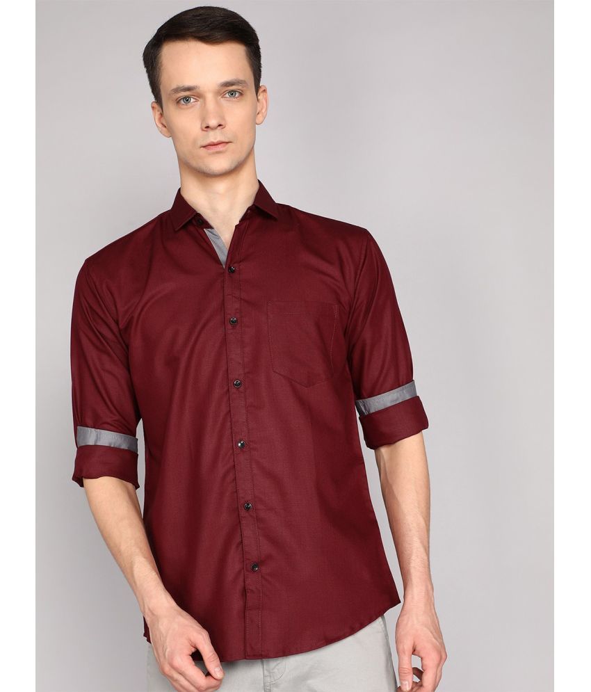     			VERTUSY Cotton Blend Regular Fit Solids Full Sleeves Men's Casual Shirt - Maroon ( Pack of 1 )