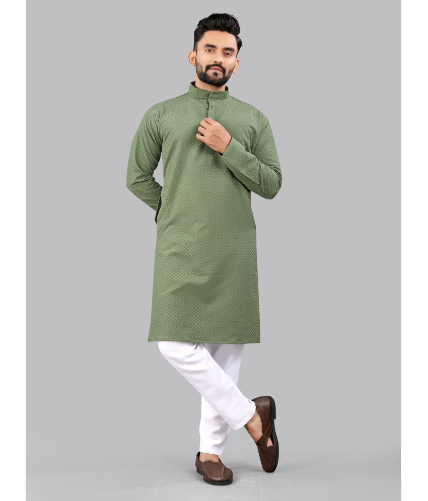     			allan peter Green Cotton Blend Men's Regular Kurta ( Pack of 1 )