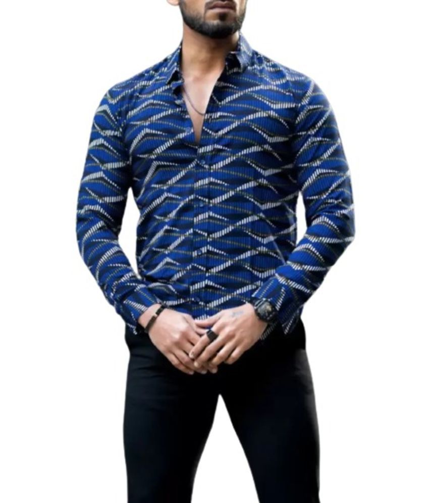     			bluecorp enterprise Polyester Regular Fit Printed Full Sleeves Men's Casual Shirt - Blue ( Pack of 1 )