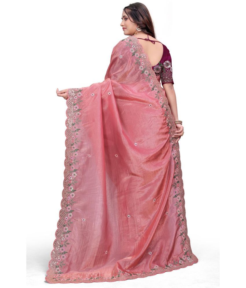     			fvd Pack of 1 Art Silk Embroidered Saree With Blouse Piece ( Peach )