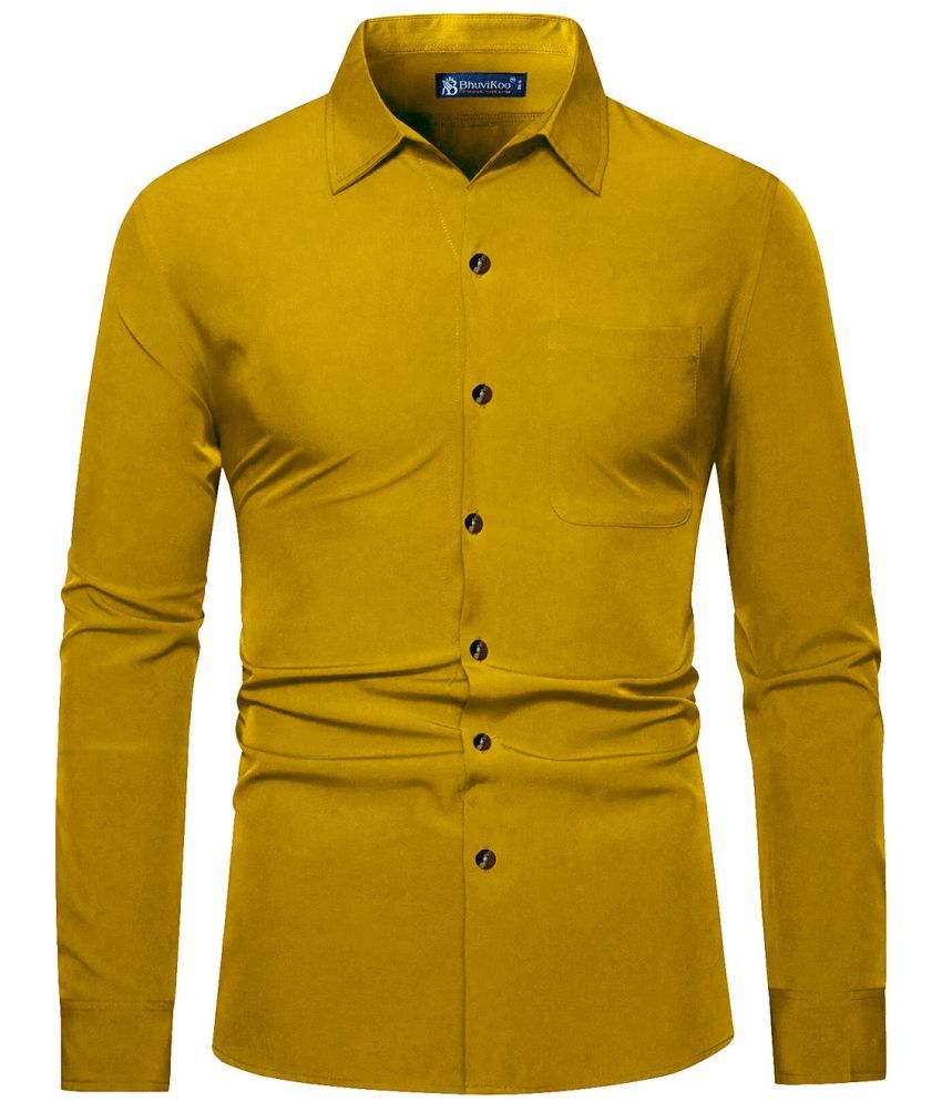     			BHUVIKOO 100% Cotton Slim Fit Solids Full Sleeves Men's Casual Shirt - Yellow ( Pack of 1 )