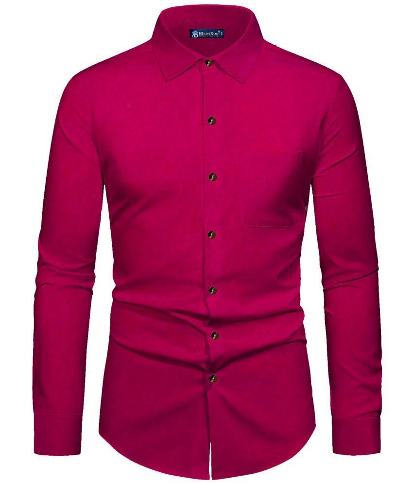     			BHUVIKOO 100% Cotton Slim Fit Solids Full Sleeves Men's Casual Shirt - Pink ( Pack of 1 )