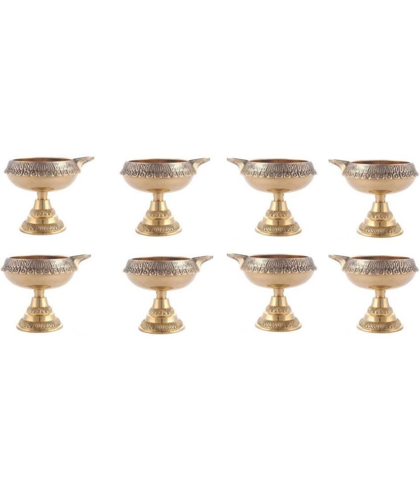     			Fashion Bizz Brass Table Diya Set - Pack of 8