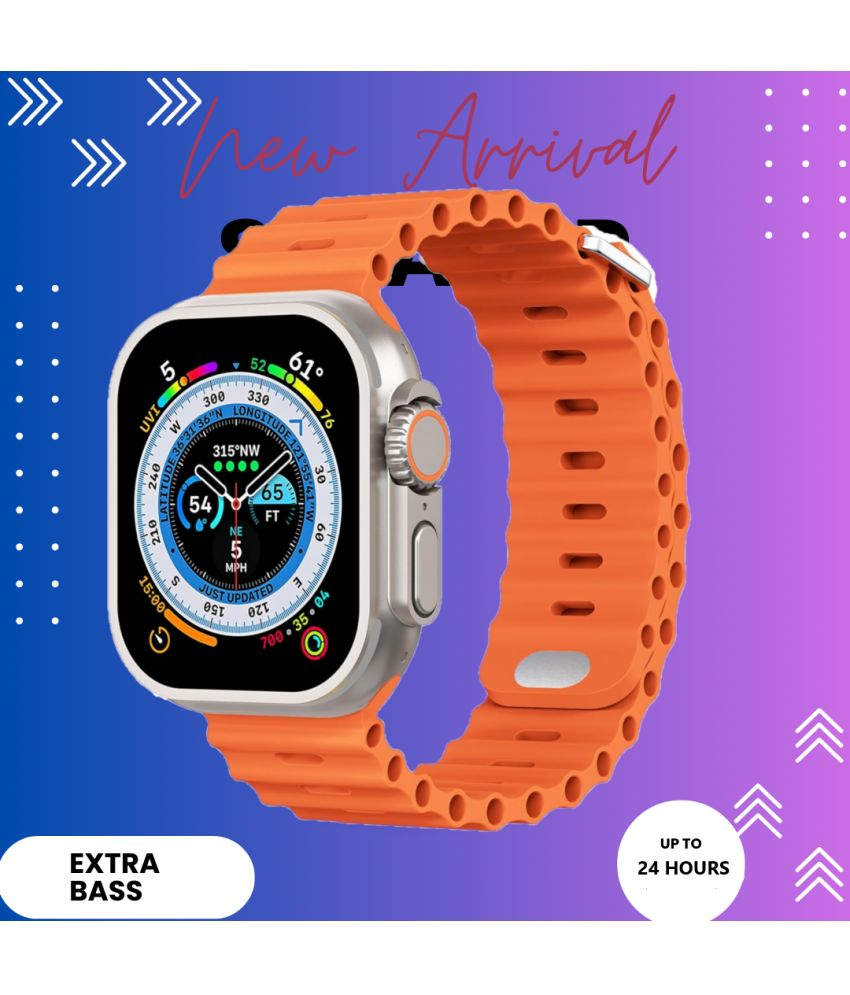     			FD1 AMOLED Sim Calling Smart Watch with Silicone Strap Upto 24 hours Backup ( Orange )