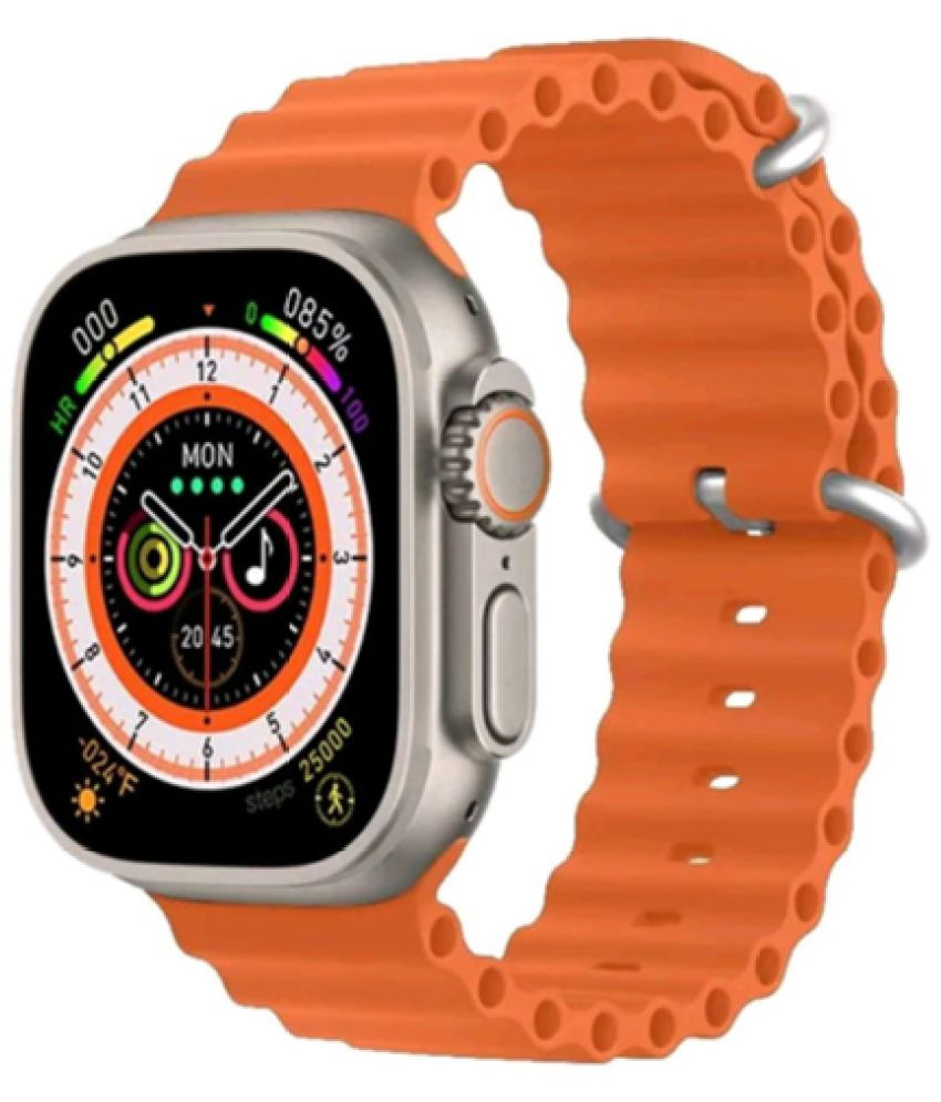     			FD1 AMOLED Sim Calling Smart Watch with Silicone Strap Upto 24 hours Backup ( Orange )