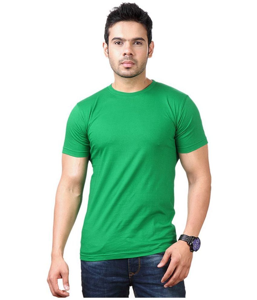     			Funky Guys Polyester Slim Fit Solid Half Sleeves Men's Round T-Shirt - Green ( Pack of 1 )