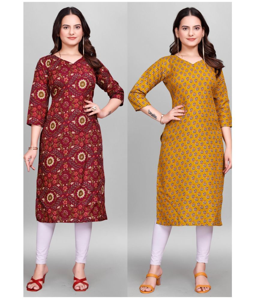     			KALAVRITTA Pack of 2 Cotton Blend Printed Straight Women's Kurti - ( Multicolor5 )