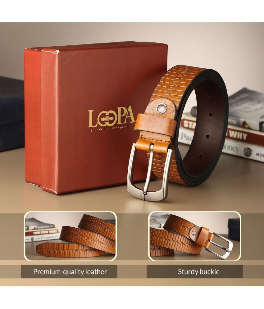     			Loopa - Tan 100% Leather Men's Formal Belt ( Pack of 1 )