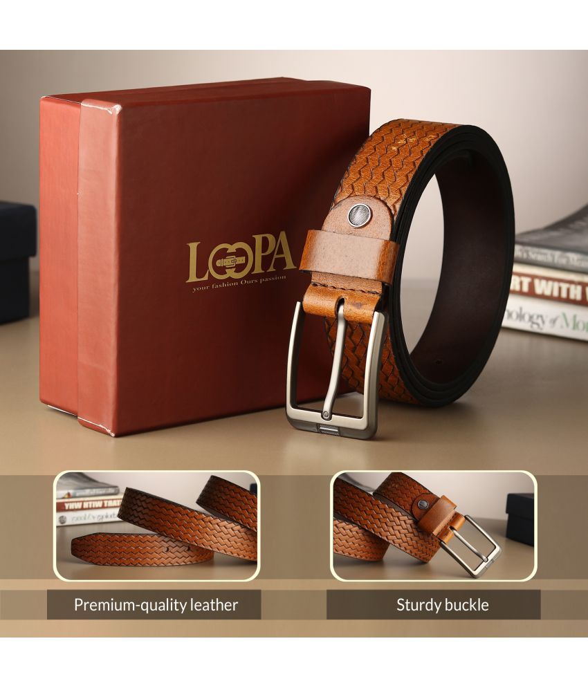     			Loopa - Tan 100% Leather Men's Formal Belt ( Pack of 1 )