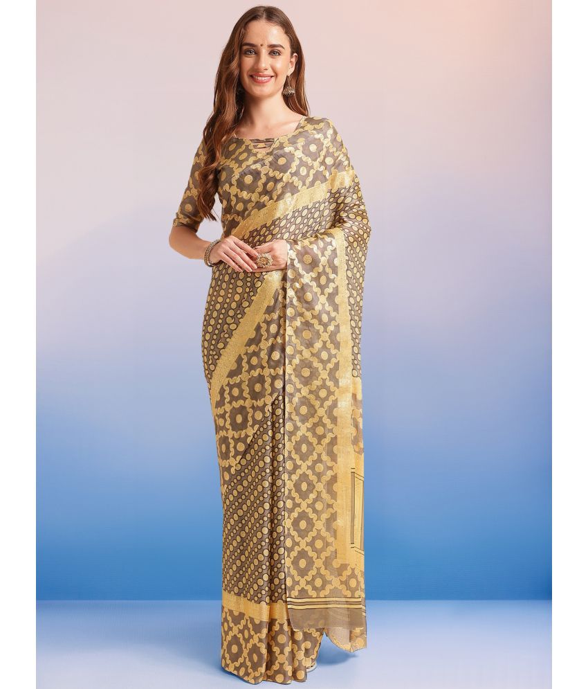     			Rekha Maniyar Chiffon Printed Saree With Blouse Piece ( Grey , Pack of 1 )