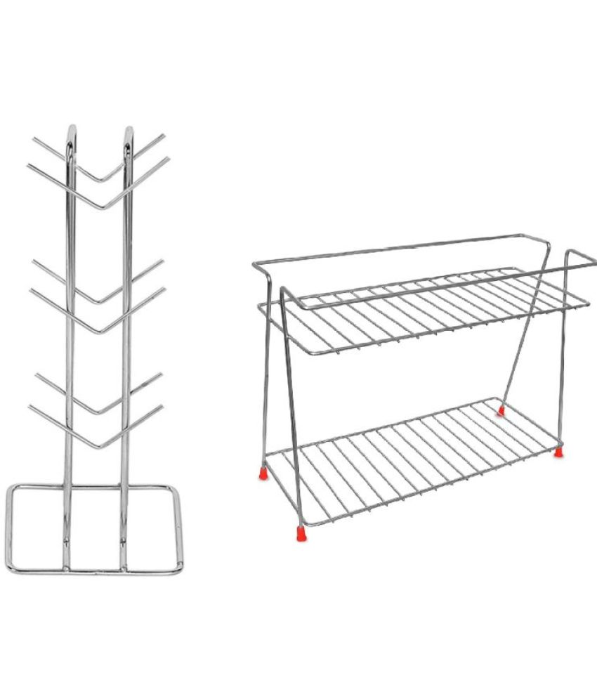     			TINUMS Silver Stainless Steel Storage Racks ( Pack of 2 )