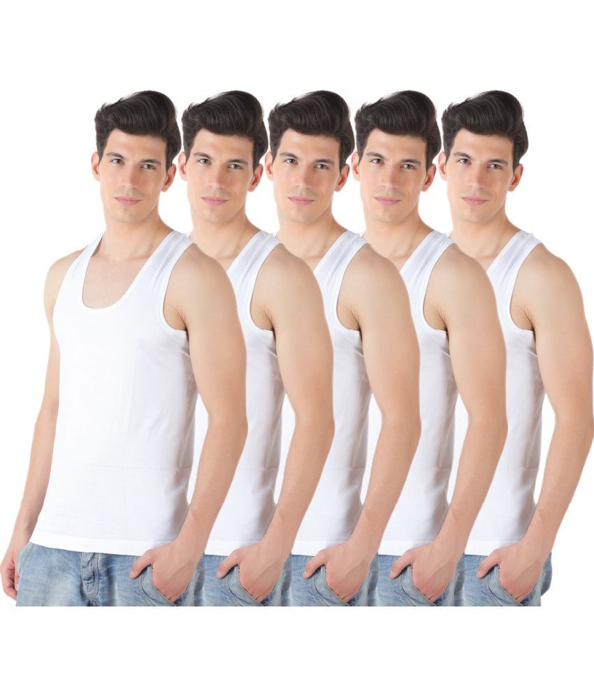     			TT Pack of 5 Cotton Basic Vest For Men ( White )