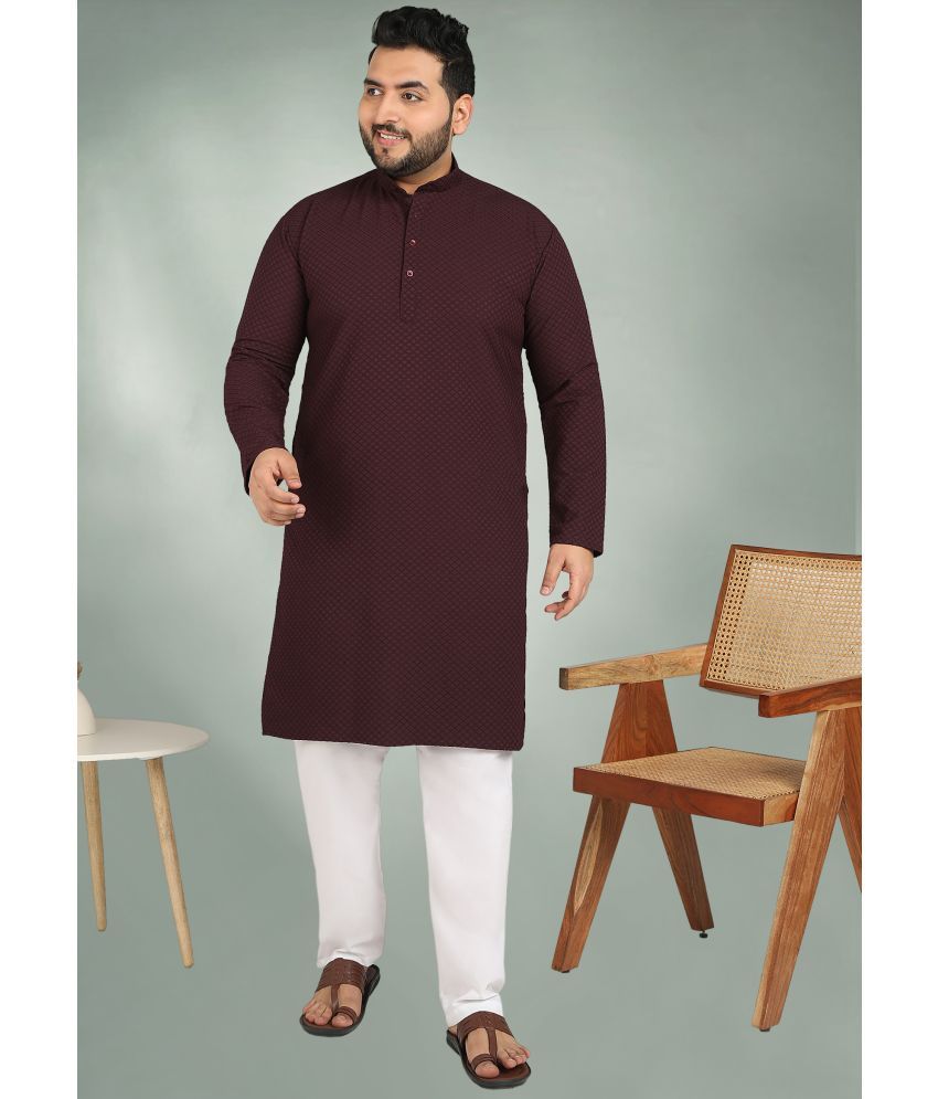     			adwynpeter Maroon Cotton Men's Regular Kurta ( Pack of 1 )