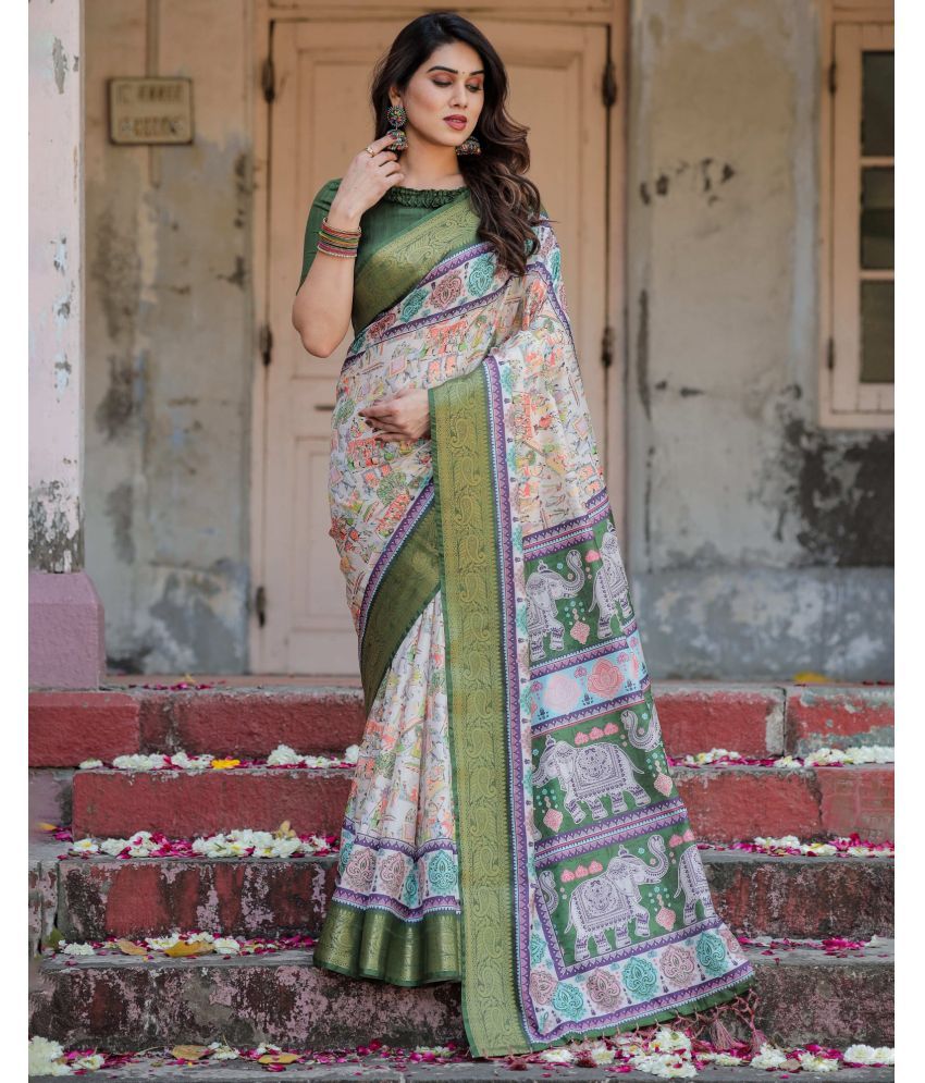     			Almaari Fashion Cotton Silk Printed Saree With Blouse Piece ( Multicolor , Pack of 1 )