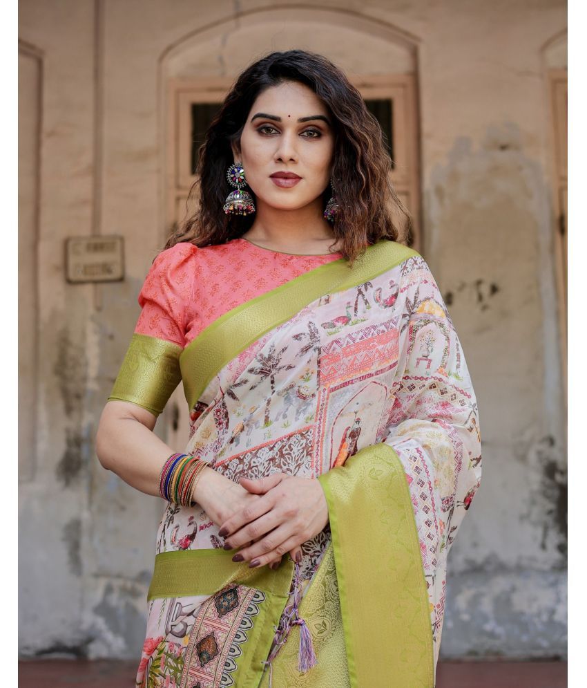     			Almaari Fashion Cotton Silk Printed Saree With Blouse Piece ( Multicolor , Pack of 1 )