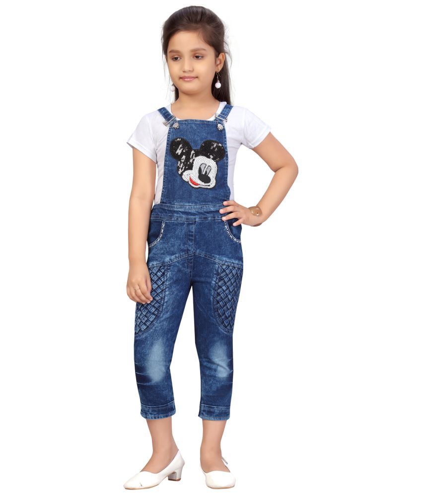     			Aarika Girls Denim Jumpsuit ( Pack of 1 , White )