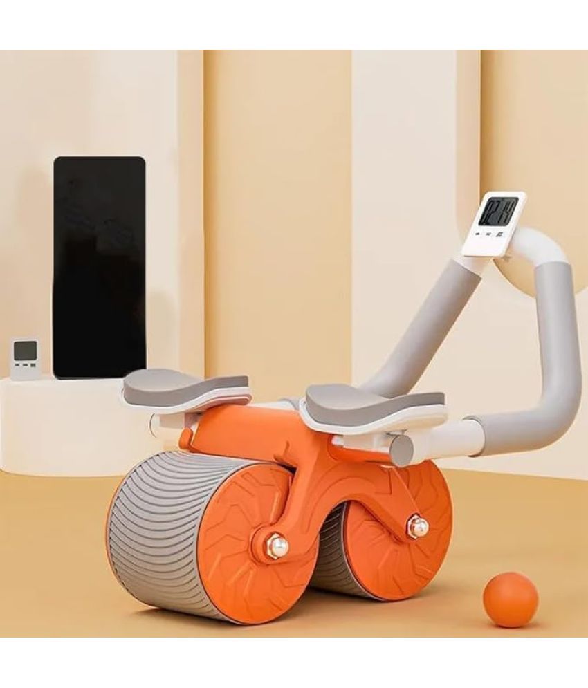     			Abs Roller Wheel Workout Automatic Rebound With Elbow Support 2 In 1 Abdominal Wheel, Abs Workout Wheel For Men & Women, Dynamic Core Trainer Plank Exercise Roller with Timer & Phone Stand (Orange)