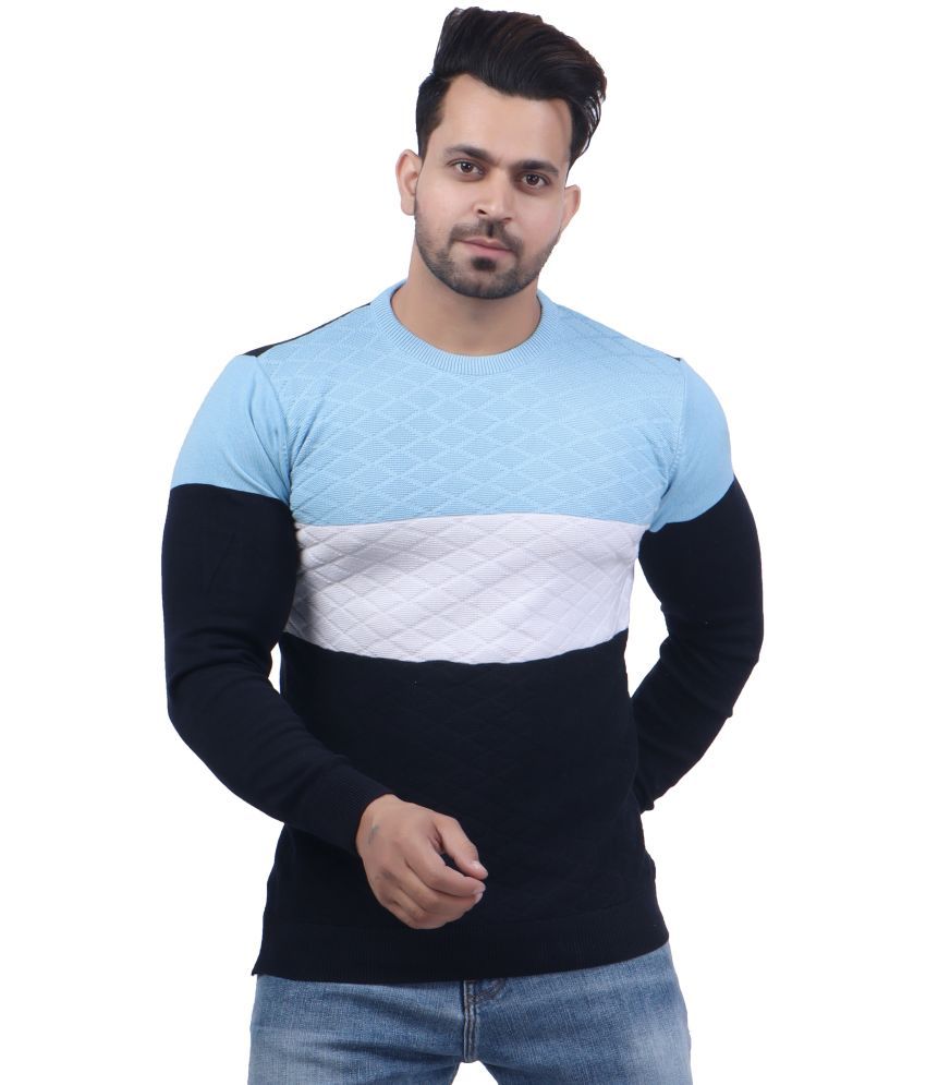     			FEVERFEW Cotton Blend Round Neck Men's Full Sleeves Pullover Sweater - Black ( Pack of 1 )