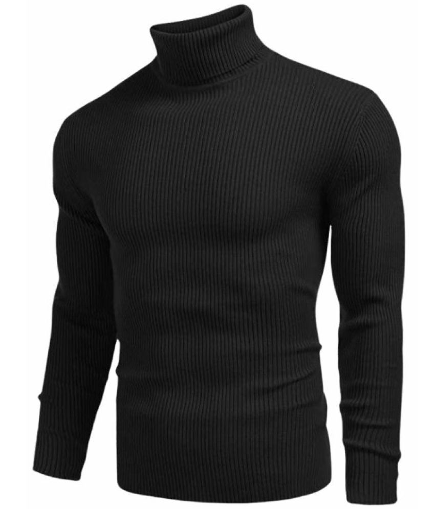     			FEVERFEW Woollen Blend High Neck Men's Full Sleeves Pullover Sweater - Black ( Pack of 1 )