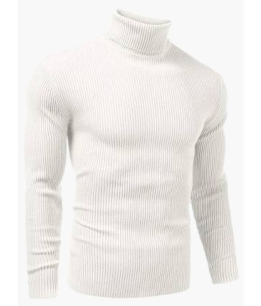     			FEVERFEW Woollen Blend High Neck Men's Full Sleeves Pullover Sweater - White ( Pack of 1 )