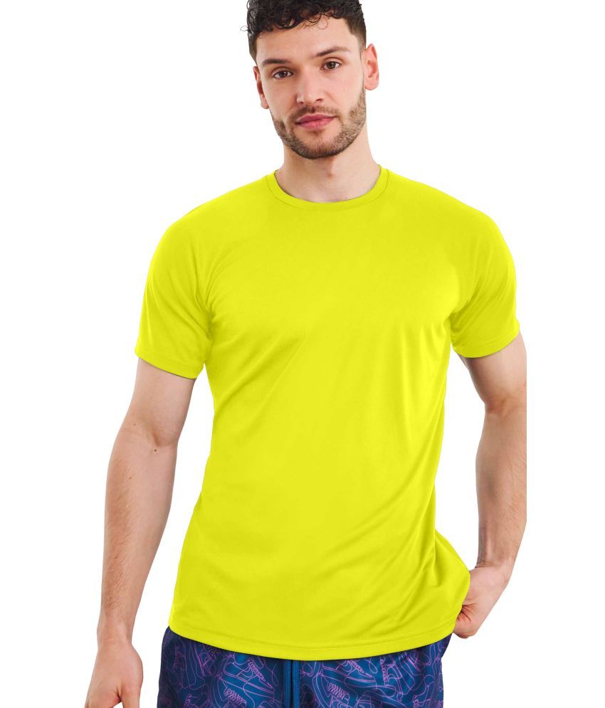     			FTX Polyester Regular Fit Solid Half Sleeves Men's Round T-Shirt - Yellow ( Pack of 1 )