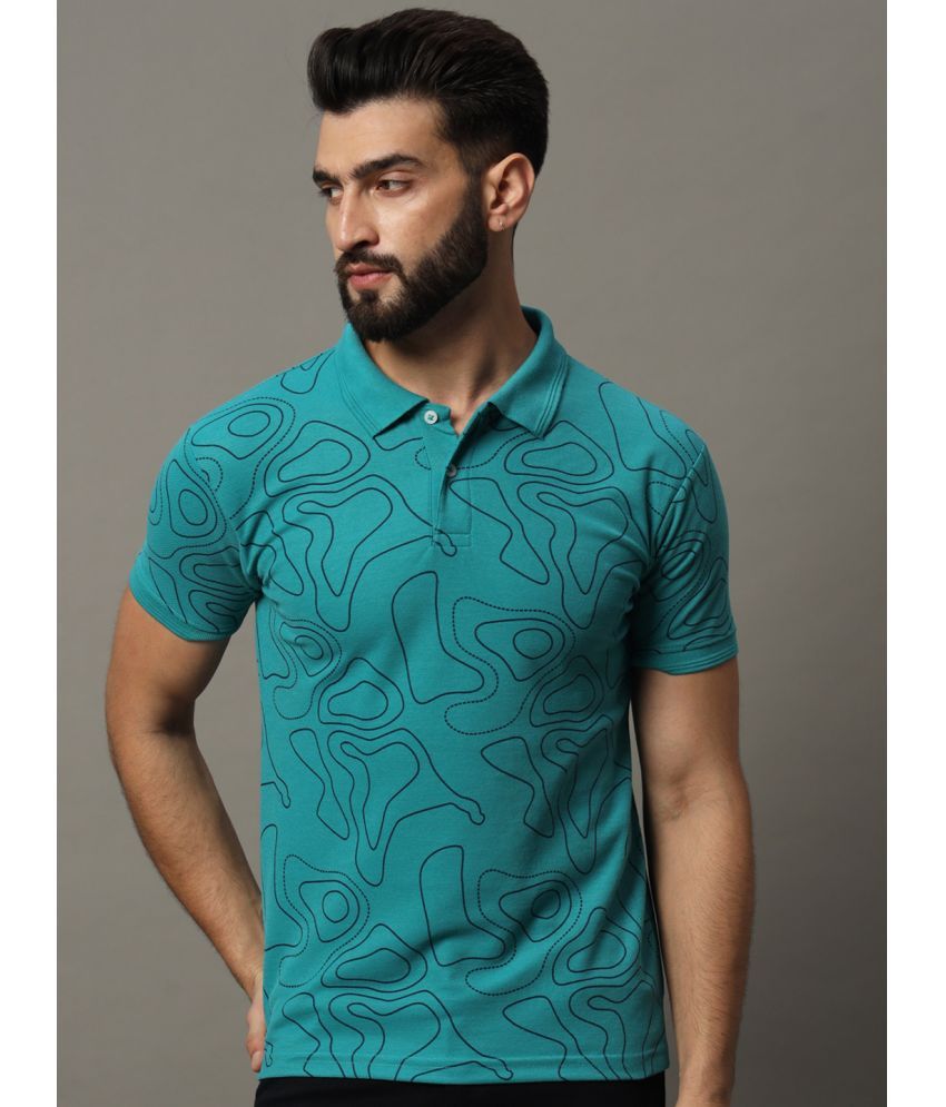     			Hushbucks Pack of 1 Cotton Blend Regular Fit Printed Half Sleeves Men's Polo T Shirt ( Green )