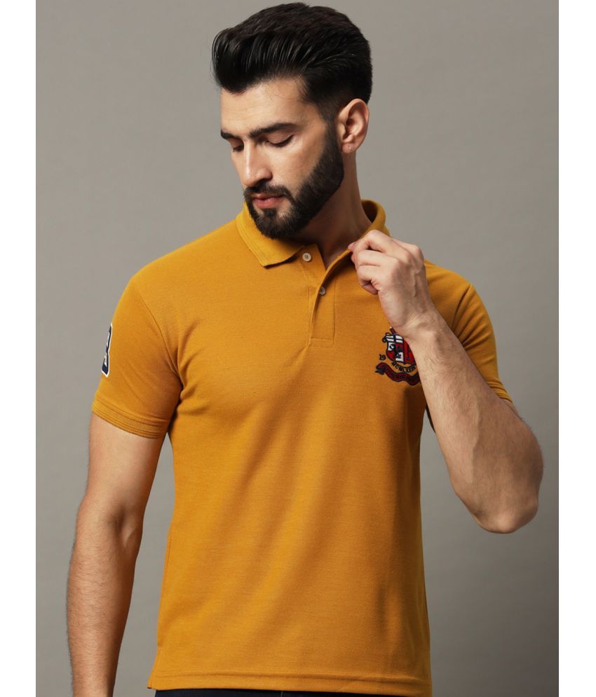     			Hushbucks Pack of 1 Cotton Blend Regular Fit Solid Half Sleeves Men's Polo T Shirt ( Mustard )